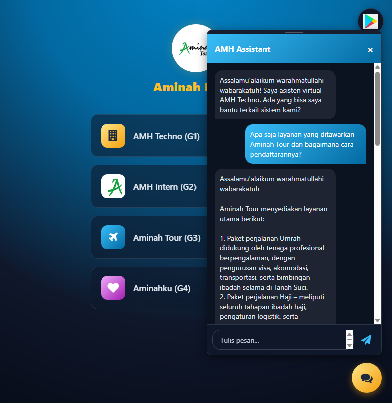 Aminah AI Assistant Widget