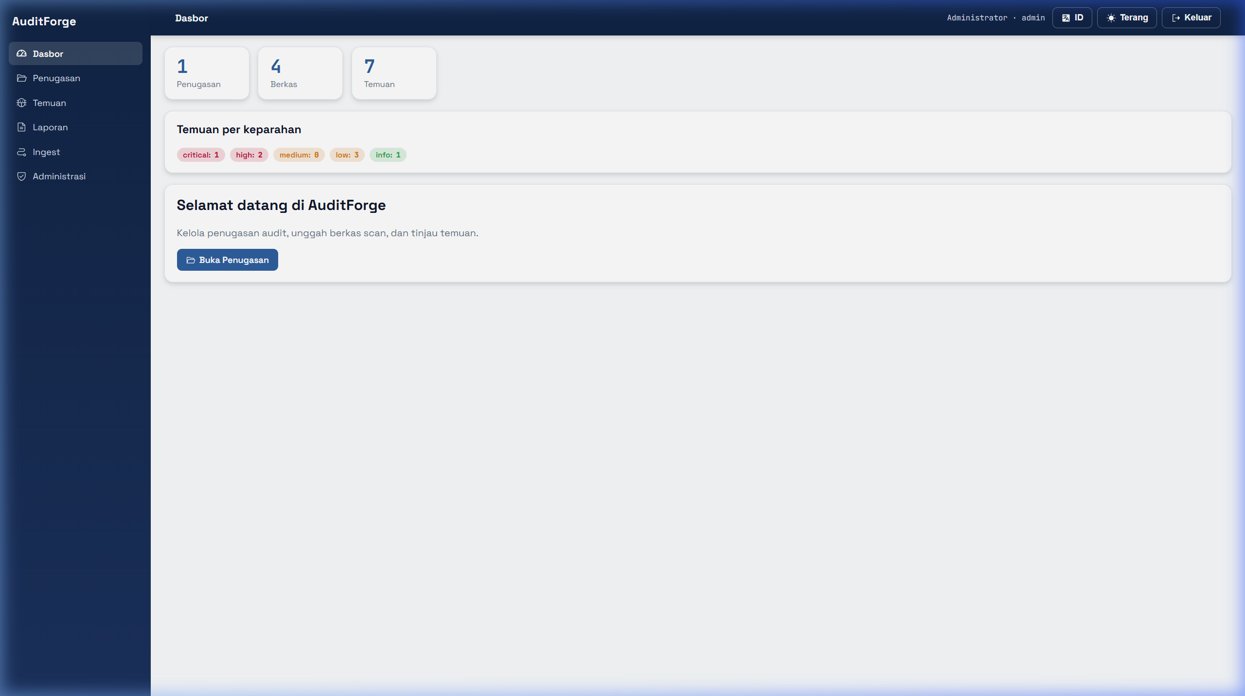 AuditForge Executive Engagement Dashboard & Severity Metrics