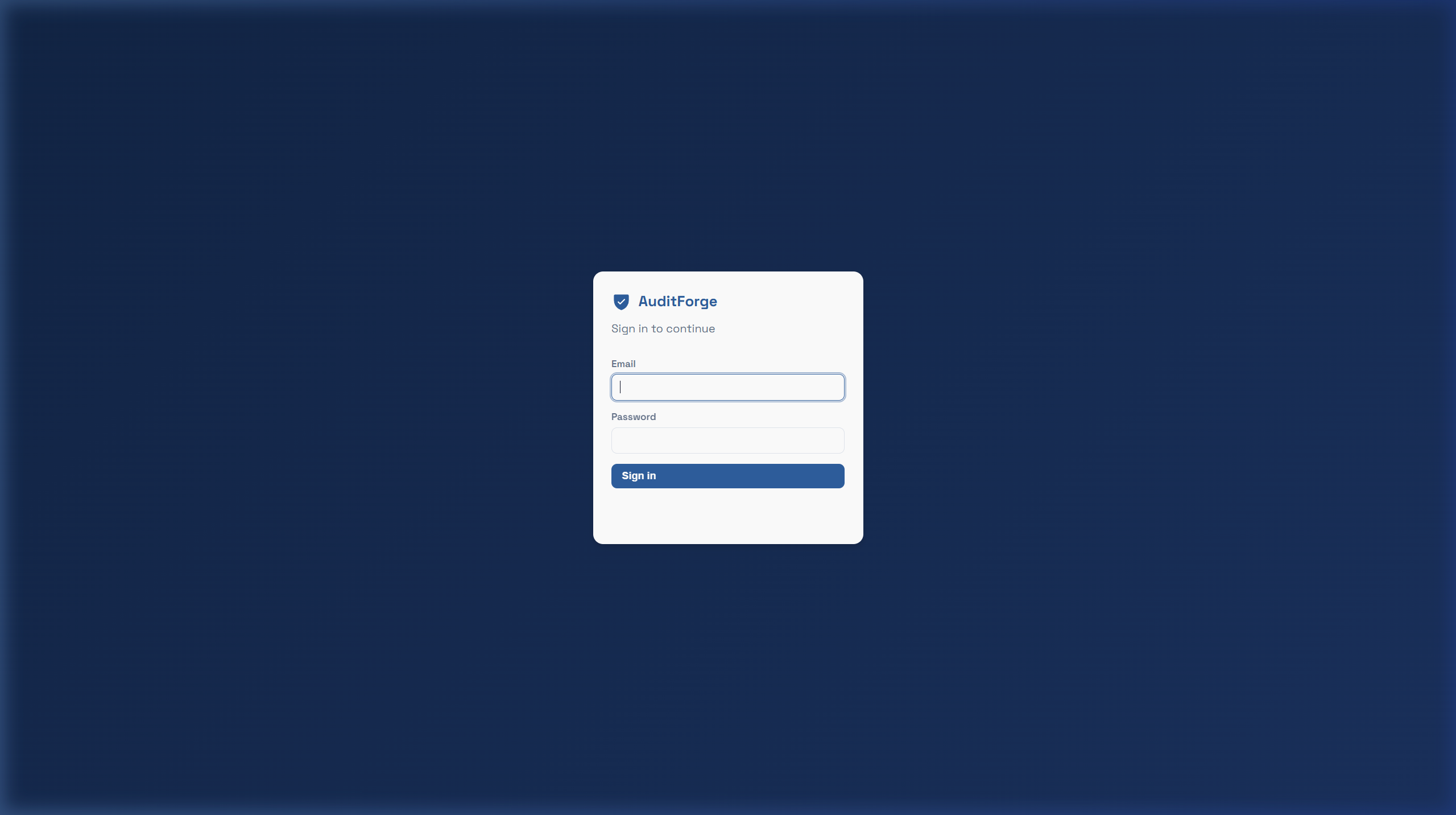 AuditForge Role-Based Access Control Login (Admin, Auditor, Analis)